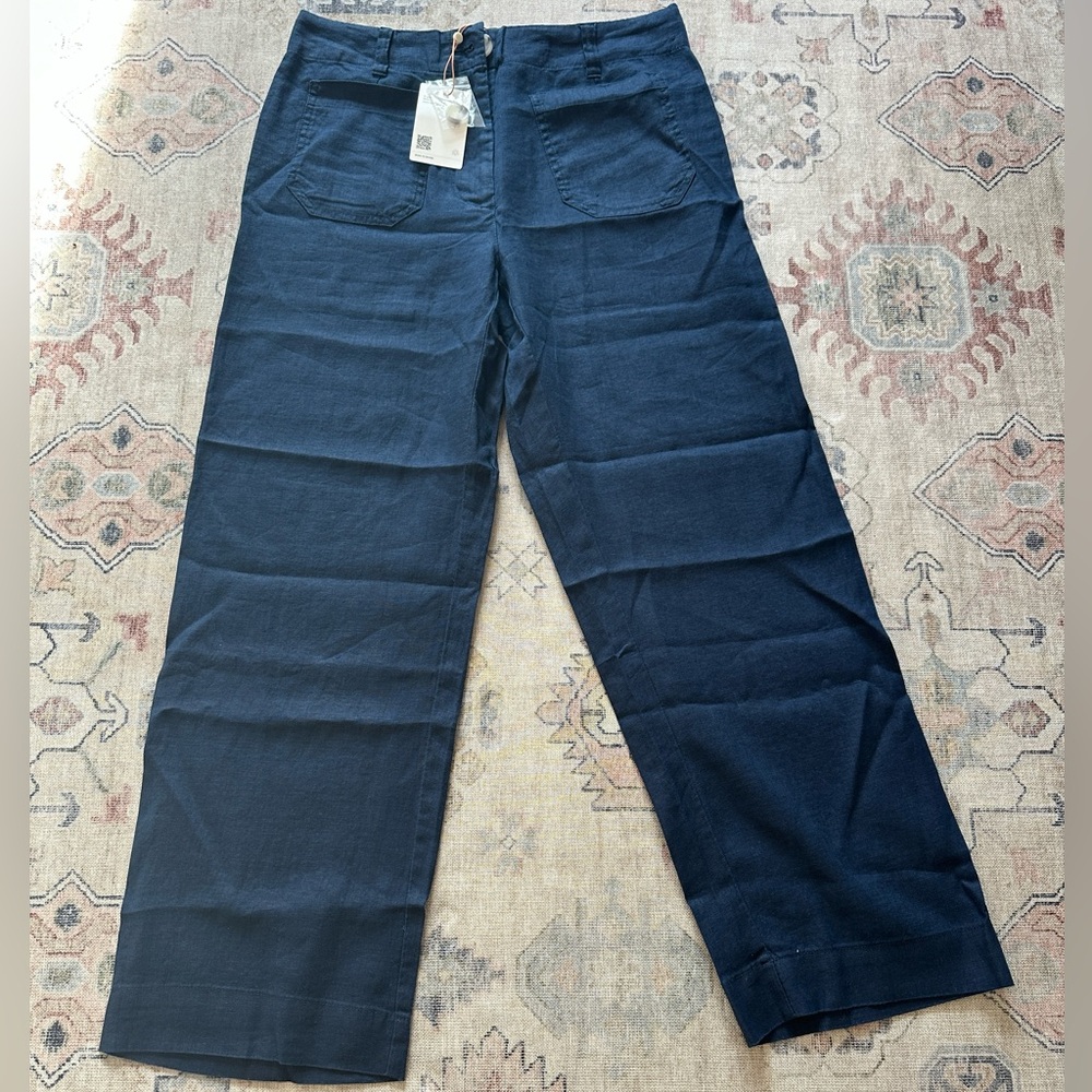 Quince Women's Navy Cropped Wide-Leg Pants - fit small!